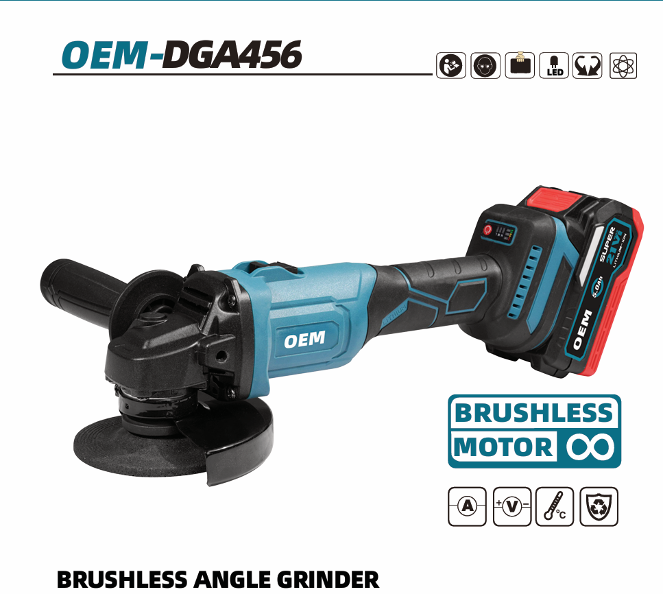 OEM-DGA456 Brushless Lithium-Powered Angle Grinder