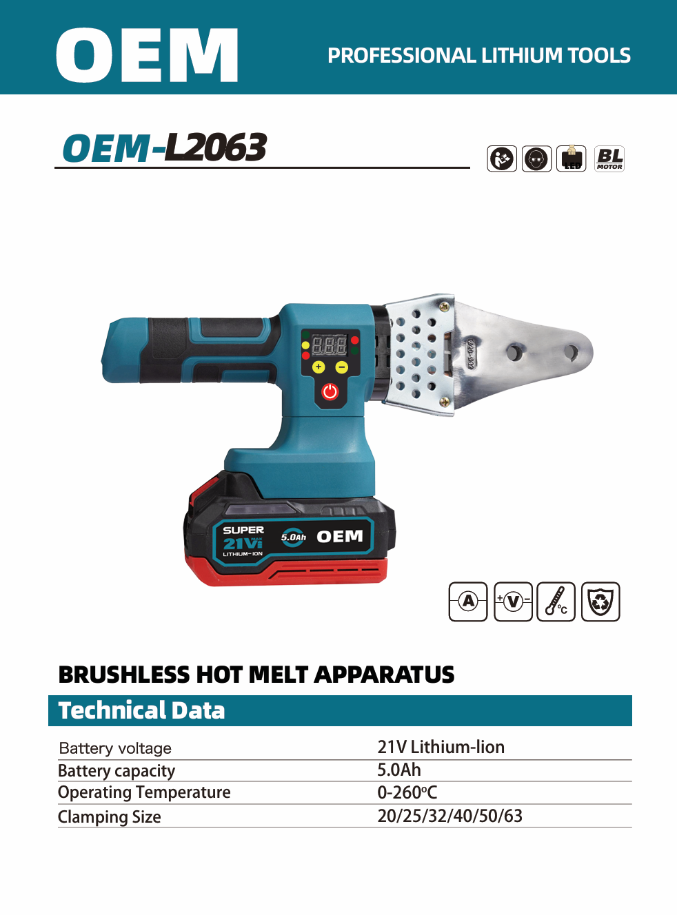 OEM-L2063 Lithium-Ion Portable Hot Melt Machine