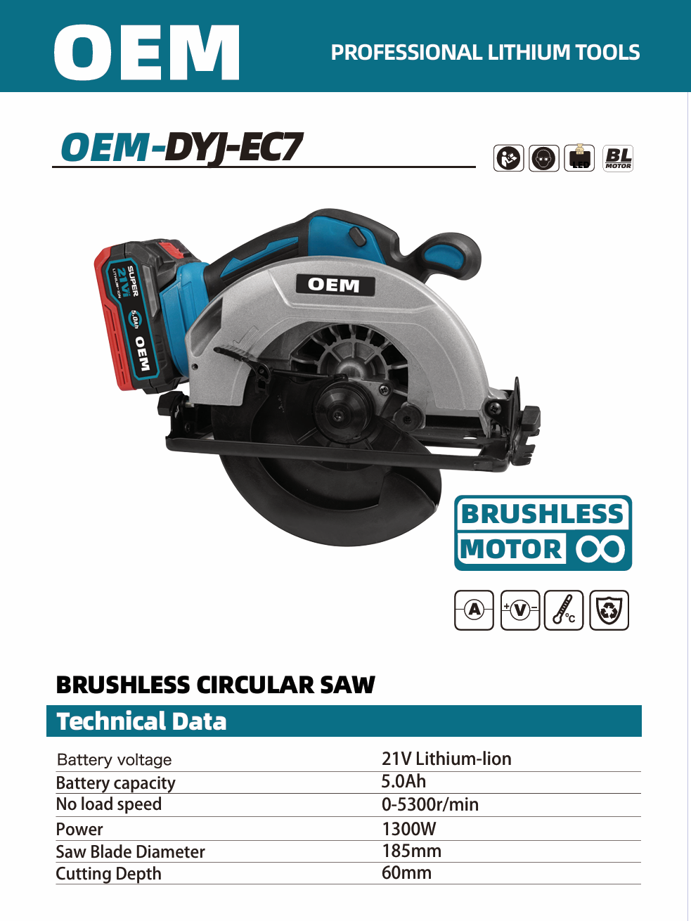 OEM-DYJ-EC7 cordless electric circular saw