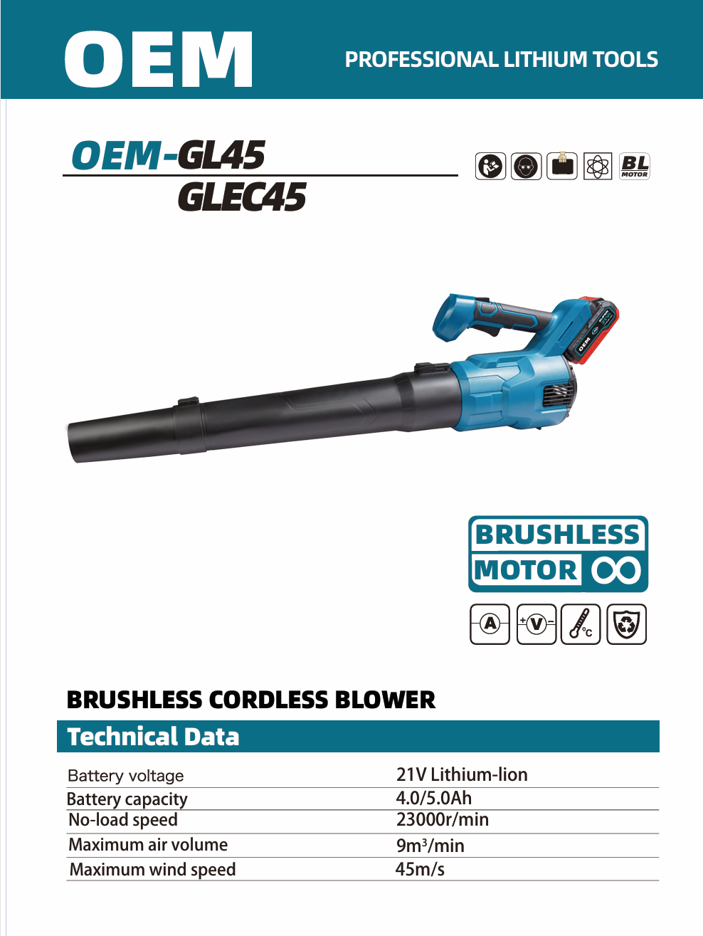 OEM-GL45/GLEC45 cordless air blowers